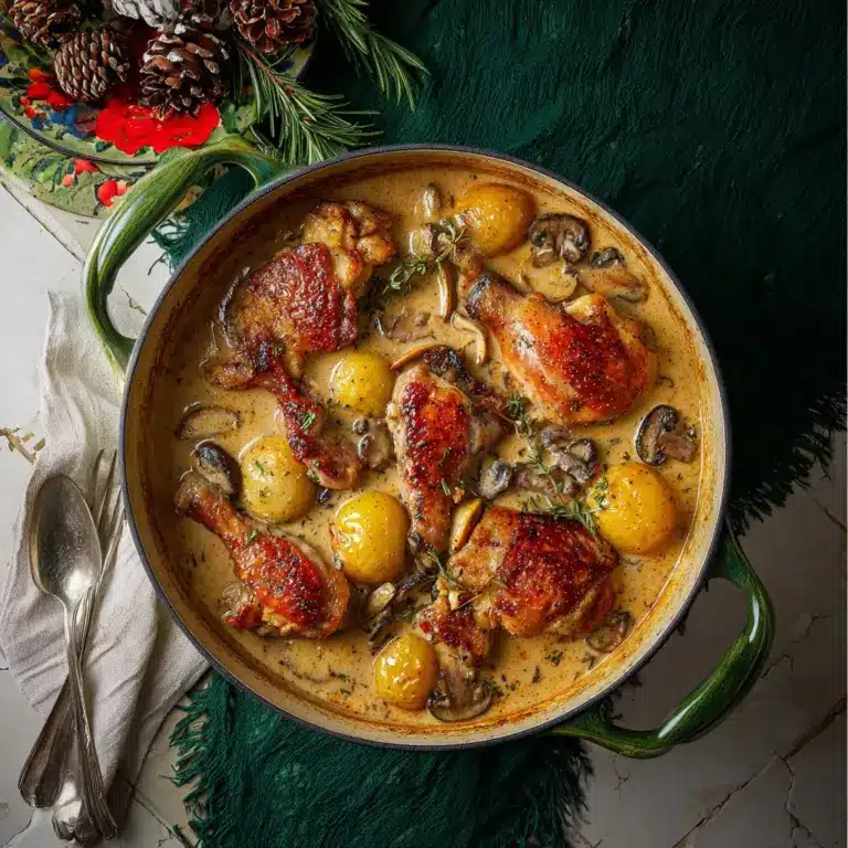 Herb Roasted Chicken in Creamy White Wine Sauce Recipe