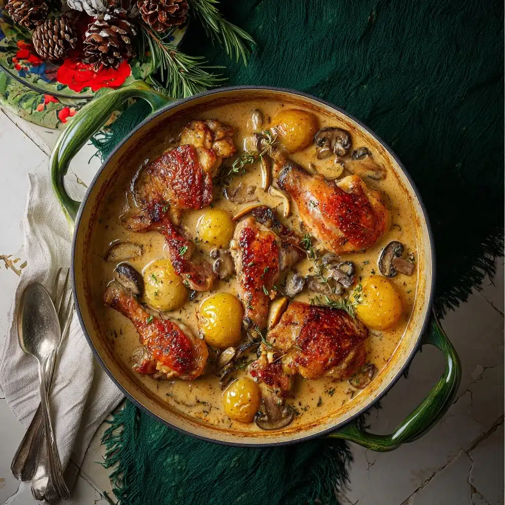 Herb Roasted Chicken in Creamy White Wine Sauce Recipe