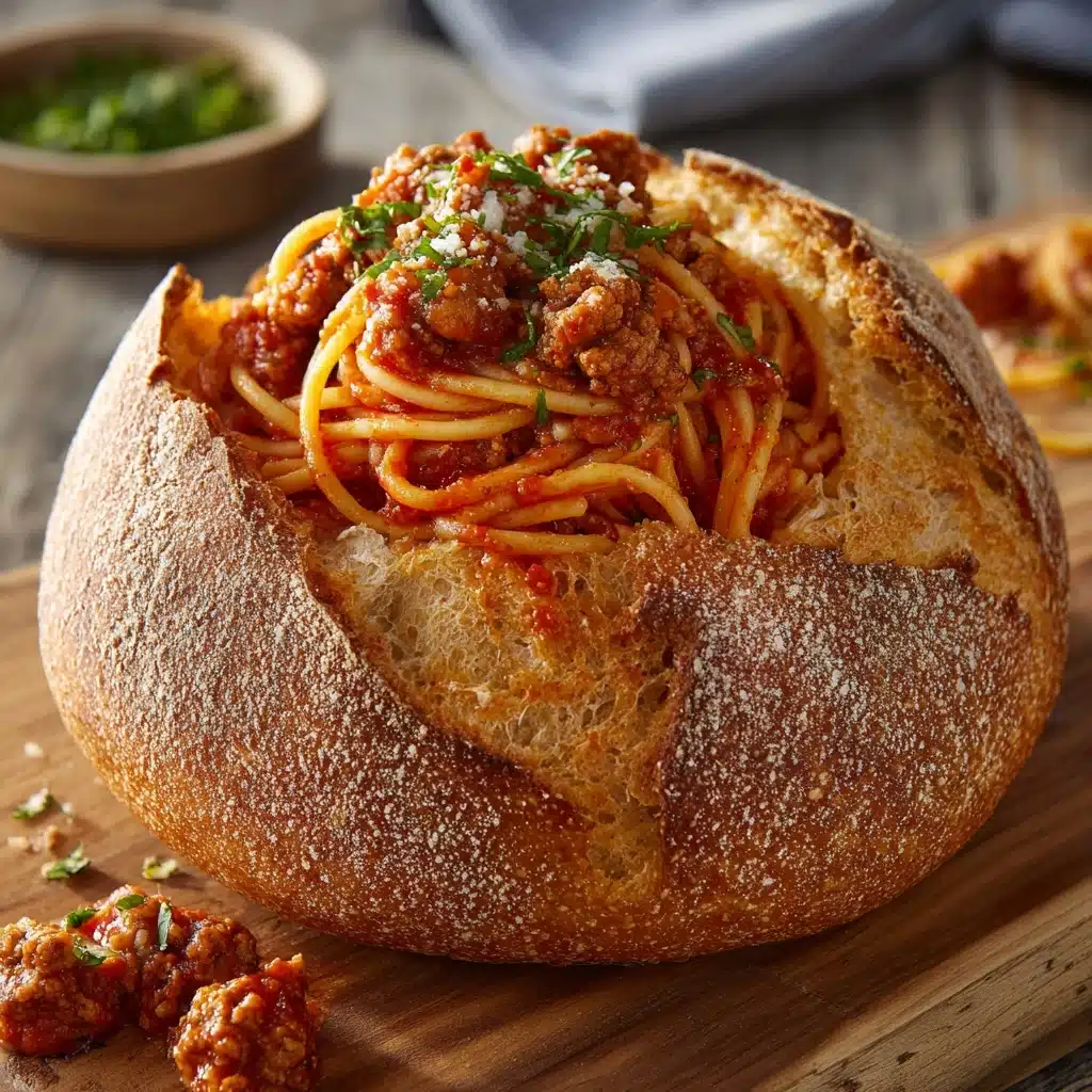 Spaghetti Garlic Bread Bowls Recipe
