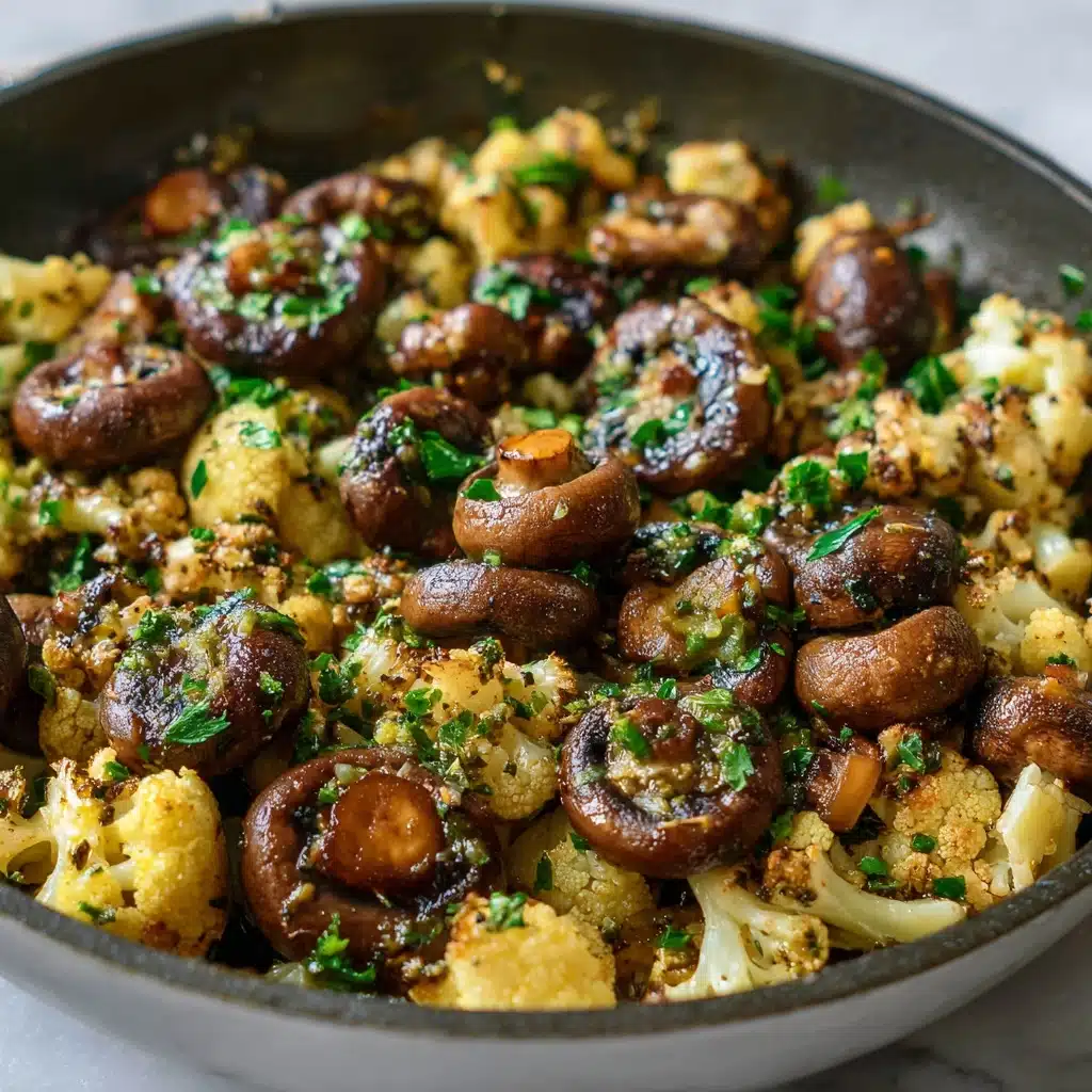 Garlic Mushrooms Cauliflower Skillet Recipe - Recipe Image