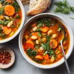 Mediterranean White Bean Soup with Spinach and Fresh Herbs Recipe