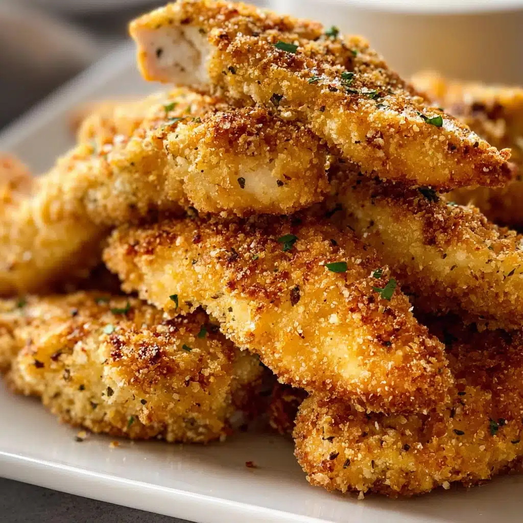 Baked Breaded Chicken Strips with Honey Mustard Dip Recipe - Recipe Image
