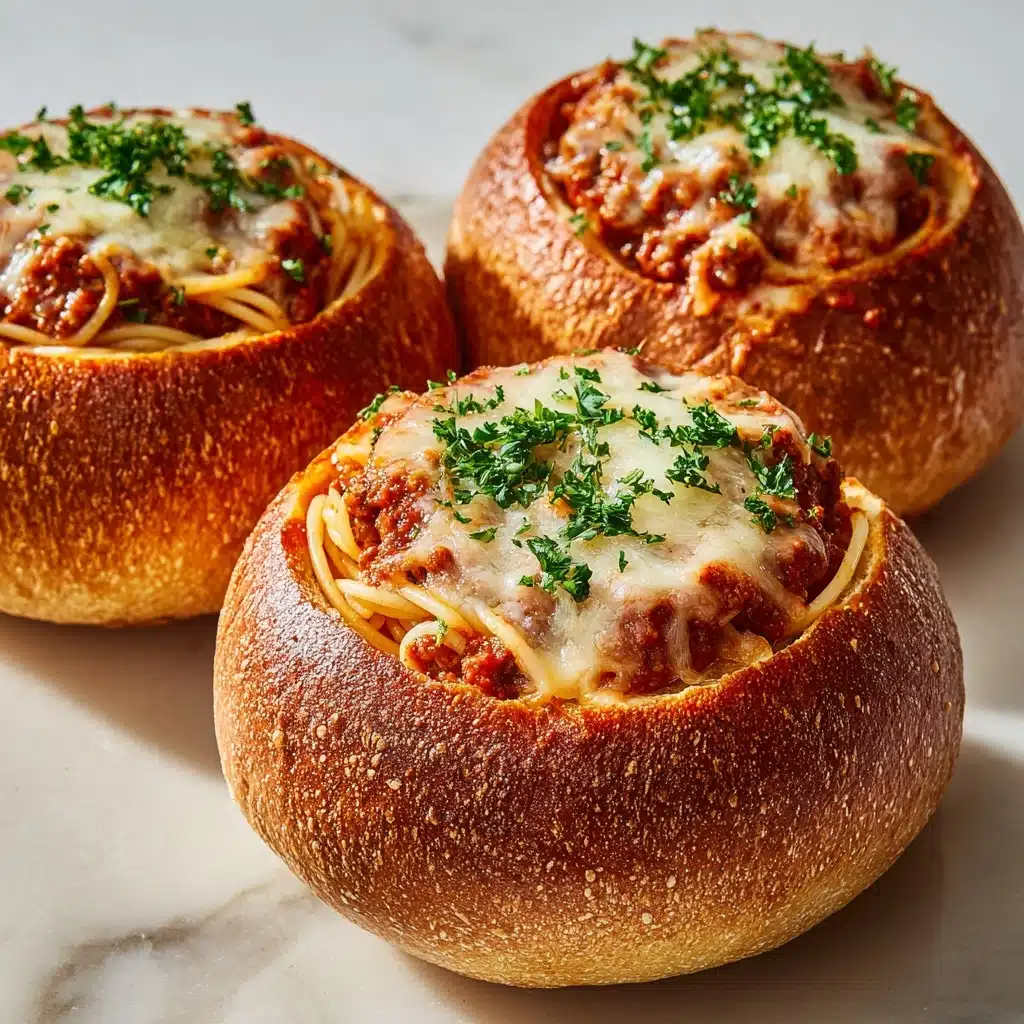 Spaghetti Garlic Bread Bowls Recipe - Recipe Image