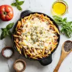 Cheesy Penne with Garlic Butter Ground Beef Recipe