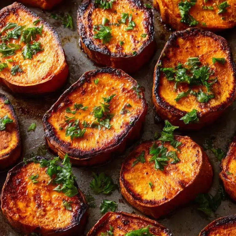 Garlic Butter Roasted Sweet Potatoes Recipe