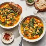 Mediterranean White Bean Soup with Spinach and Fresh Herbs Recipe