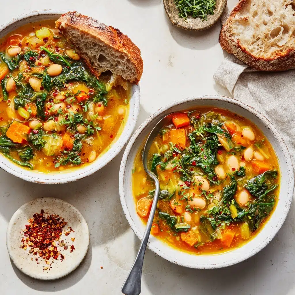 Mediterranean White Bean Soup with Spinach and Fresh Herbs Recipe