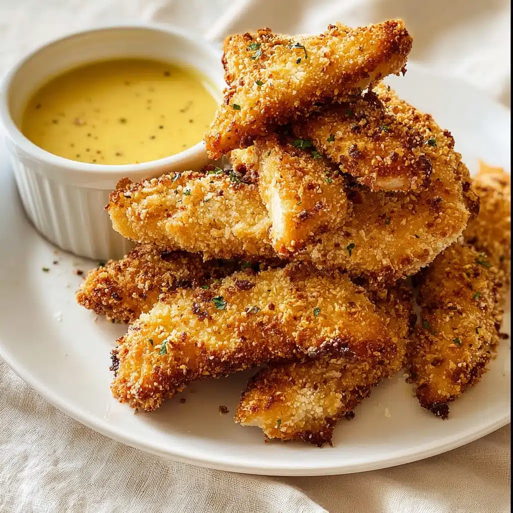 Baked Breaded Chicken Strips with Honey Mustard Dip Recipe