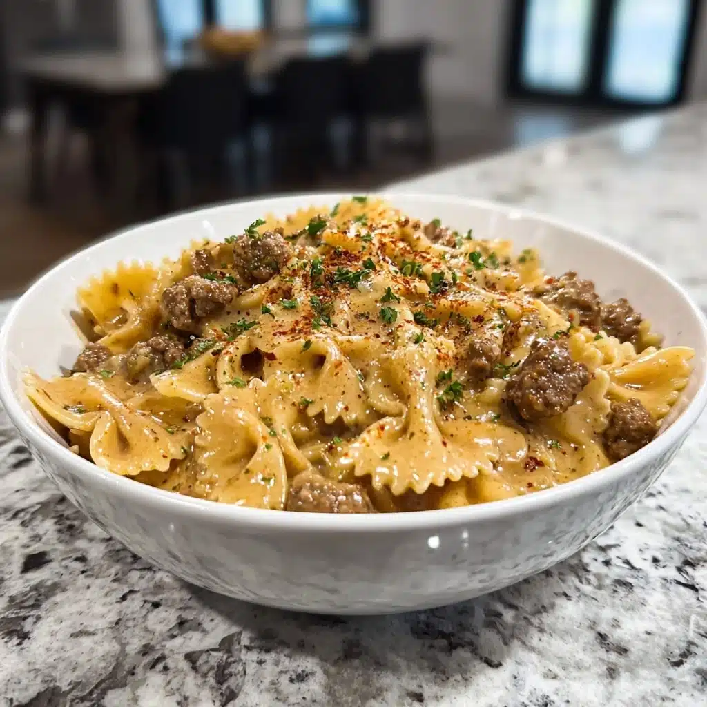 Creamy Beef and Bowtie Pasta Recipe - Recipe Image
