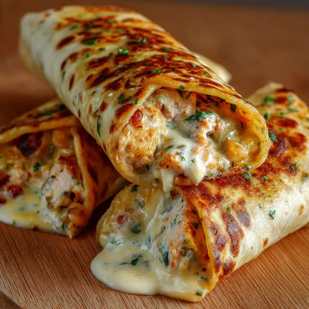 Cheesy Garlic Chicken Wraps Recipe - Recipe Image