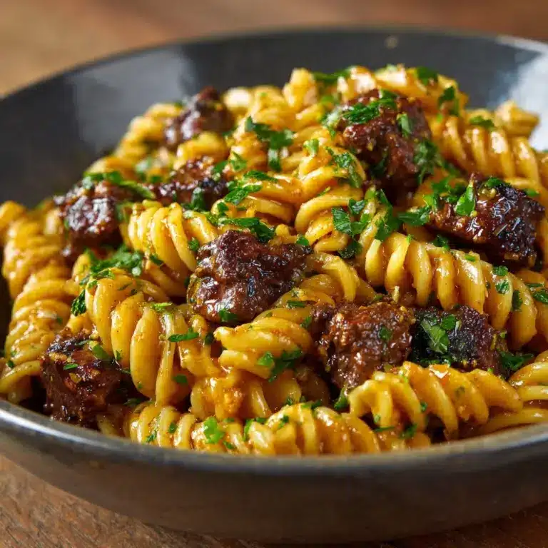 One-Pot Creamy Spicy Garlic Butter Steak & Pasta Recipe