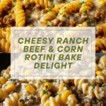 Loaded Cheddar Ranch Beef and Sweet Corn Rotini Bake Recipe