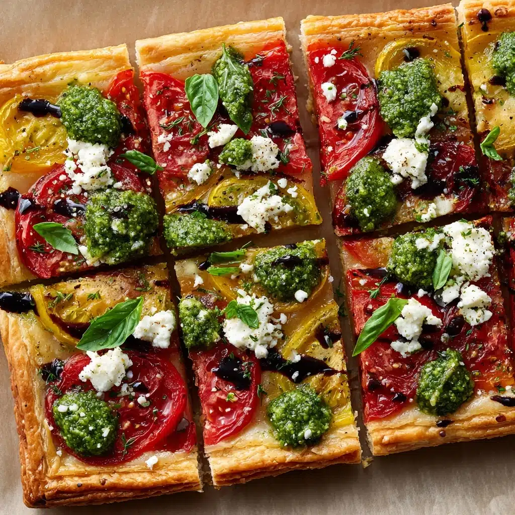 Pesto Caprese Puff Pastry Pizza Recipe - Recipe Image