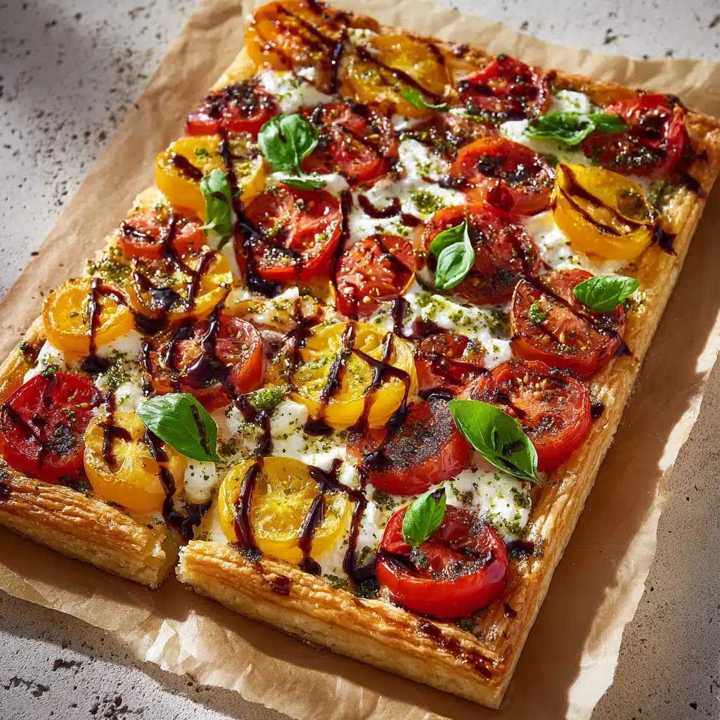 Pesto Caprese Puff Pastry Pizza Recipe - Recipe Image