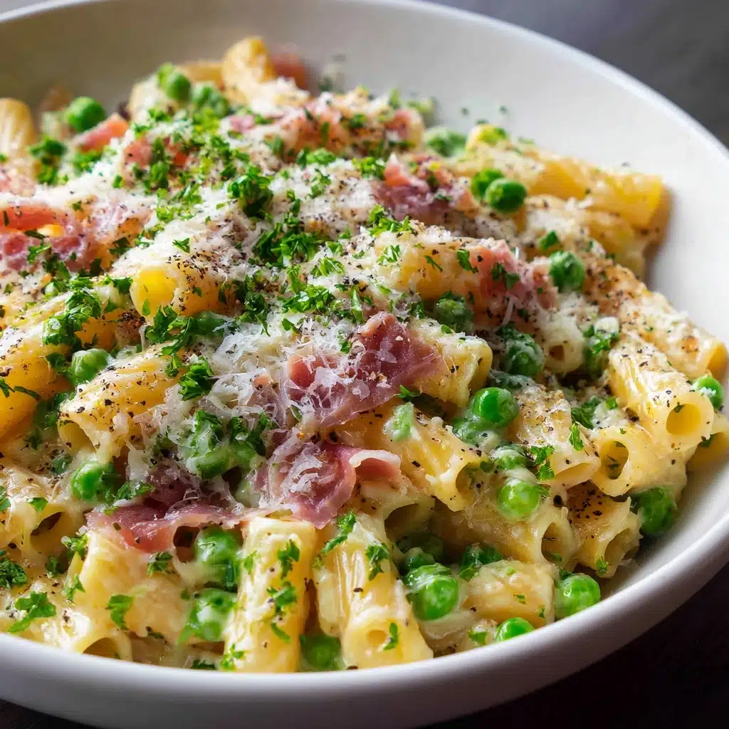 Prosciutto Pasta with Peas and Parmesan Cheese Recipe - Recipe Image