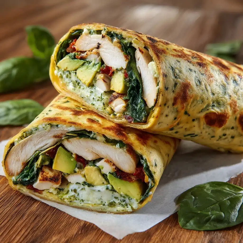 Pesto Chicken and Avocado Bacon Salad Wraps Recipe - Recipe Image