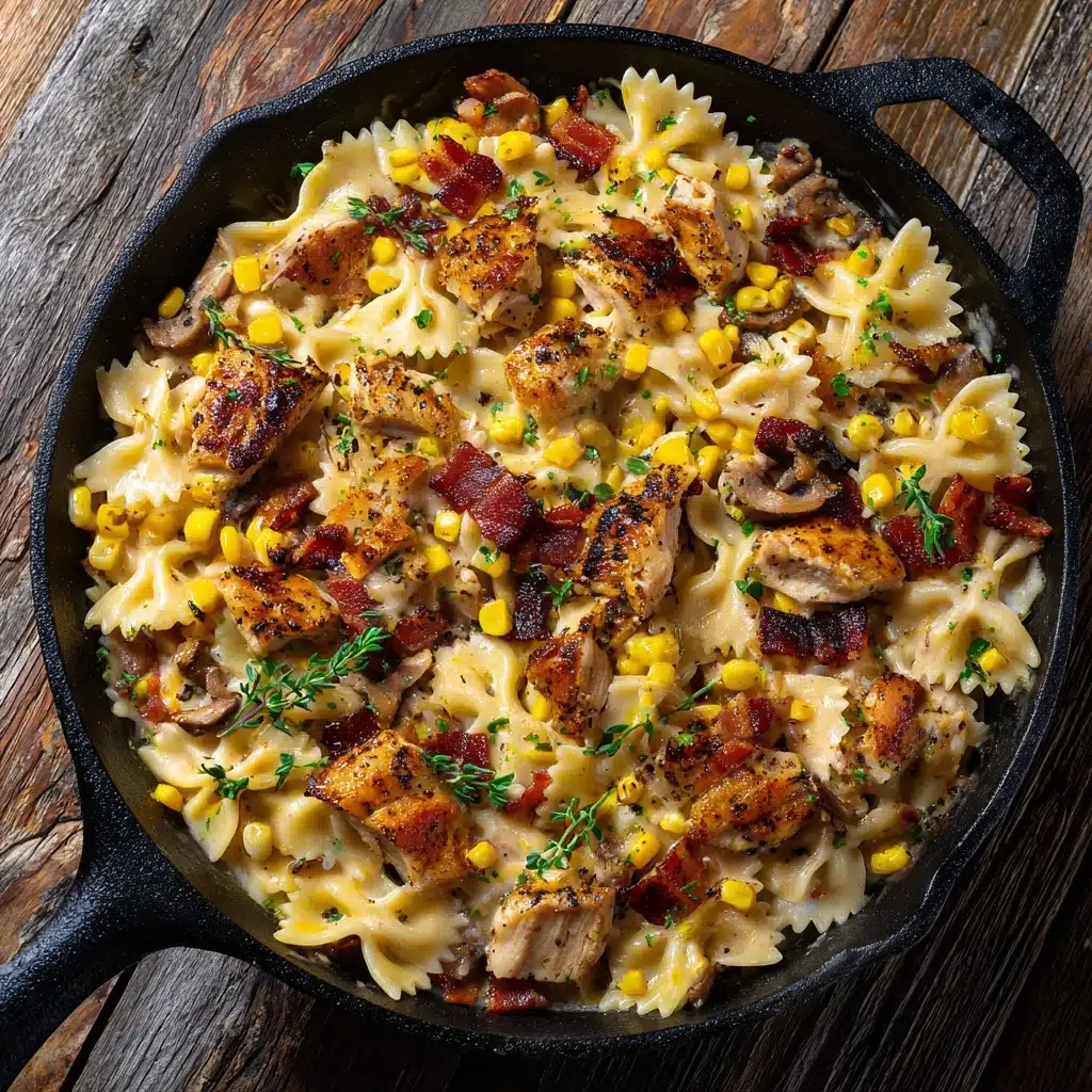 Creamy Chicken and Corn Pasta with Bacon Recipe - Recipe Image