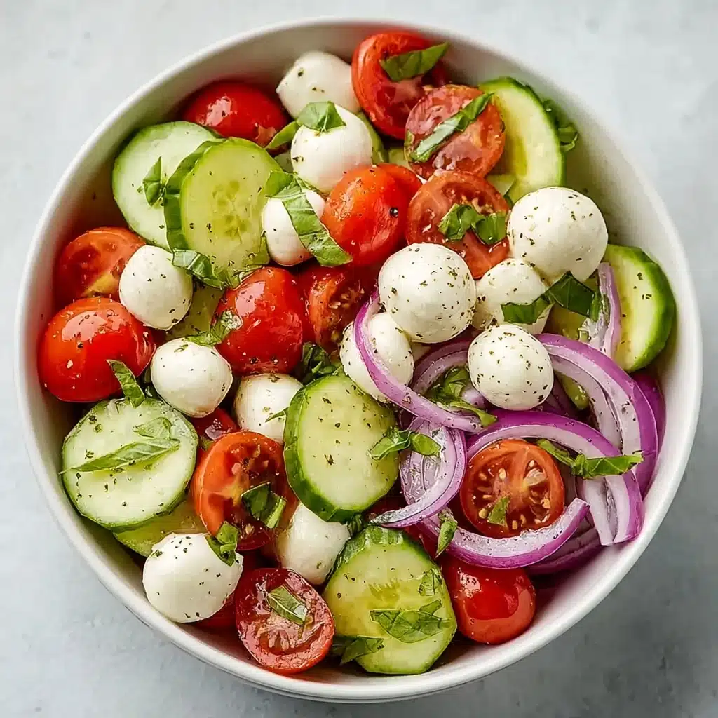 Fresh Cucumber Tomato Mozzarella Salad with Balsamic Recipe