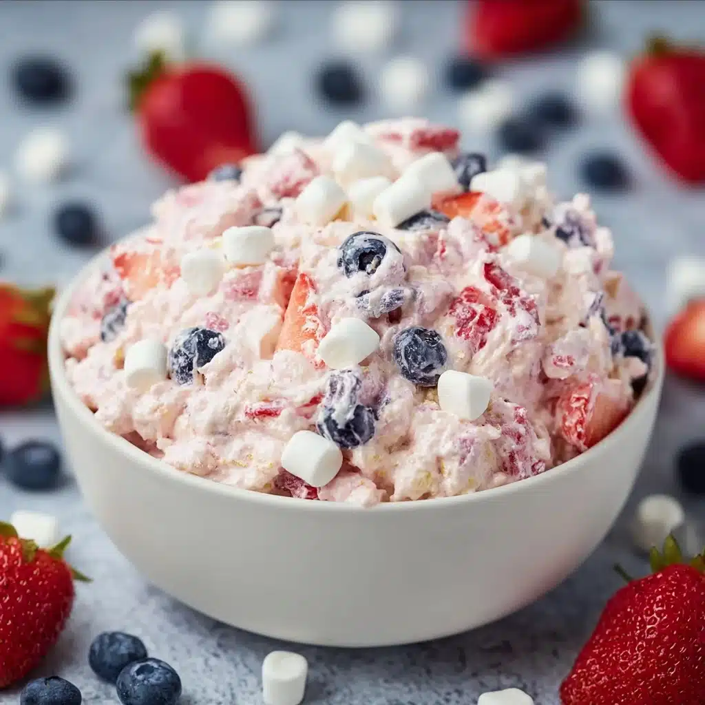 Red, White, and Blue Cheesecake Salad Recipe - Recipe Image