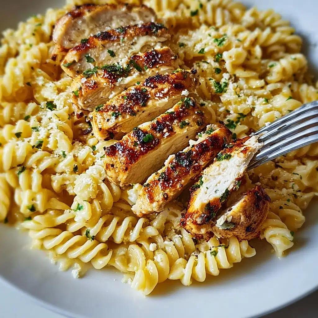 Creamy Garlic Parmesan Chicken with Cheesy Twisted Pasta Recipe - Recipe Image