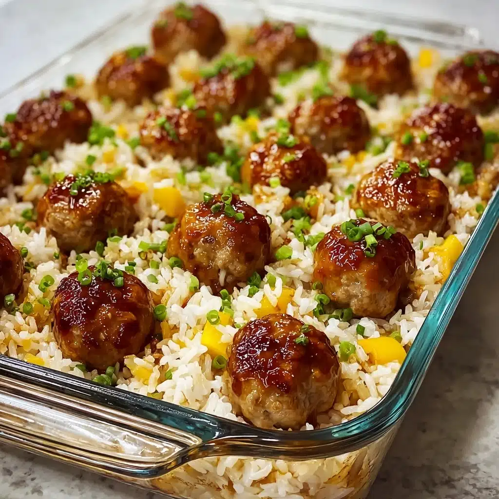 Honey Garlic Meatball Rice Bake Recipe