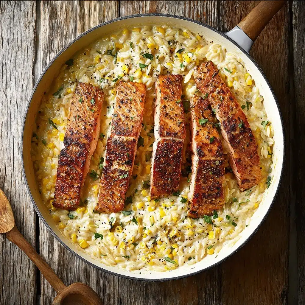 Creamed Corn Orzo with Salmon Recipe