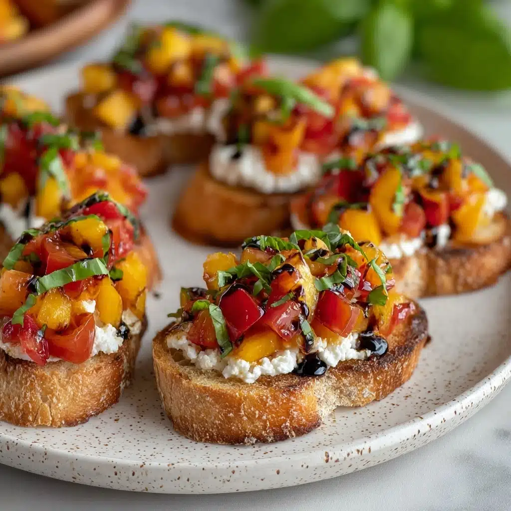 Quick Peach Bruschetta with Whipped Ricotta Recipe - Recipe Image