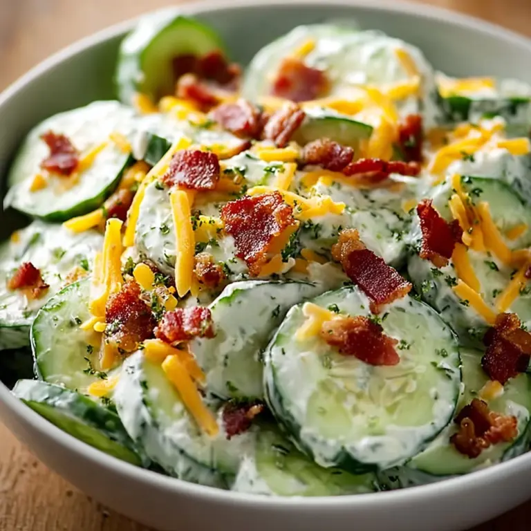 Creamy Cucumber Salad with Bacon and Cheese Recipe