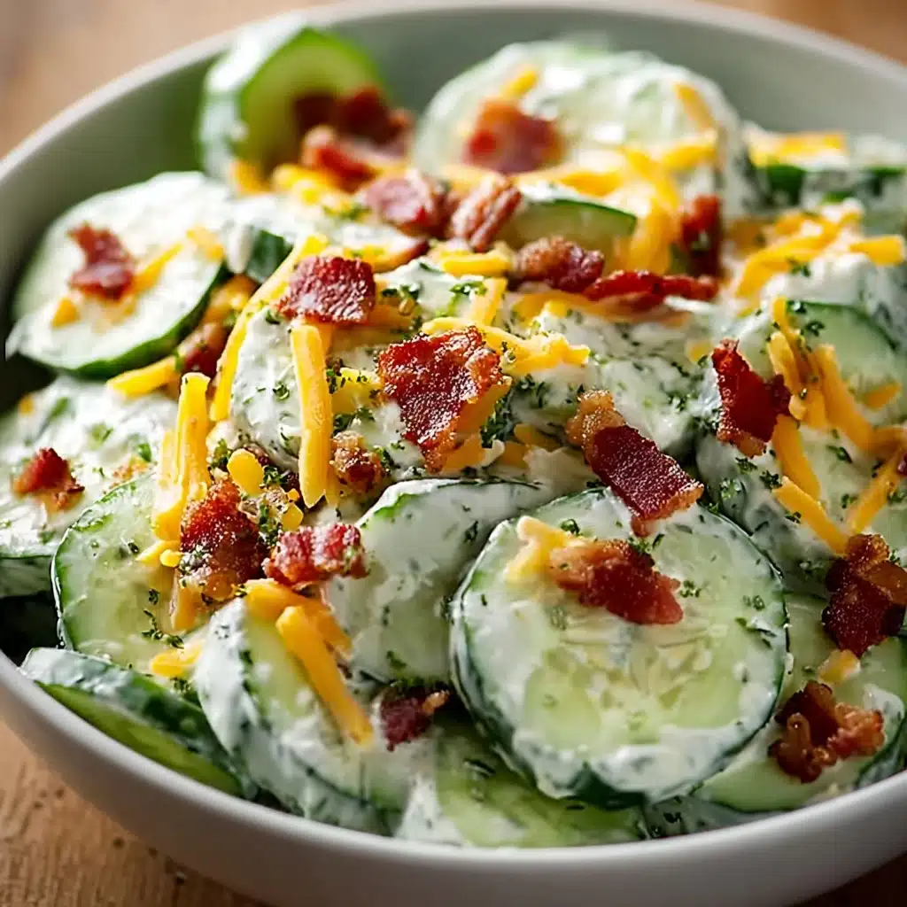 Creamy Cucumber Salad with Bacon and Cheese Recipe - Recipe Image