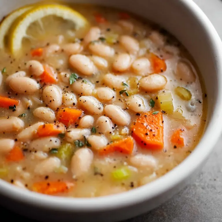 Greek White Bean Soup With Garlic & Lemon Recipe