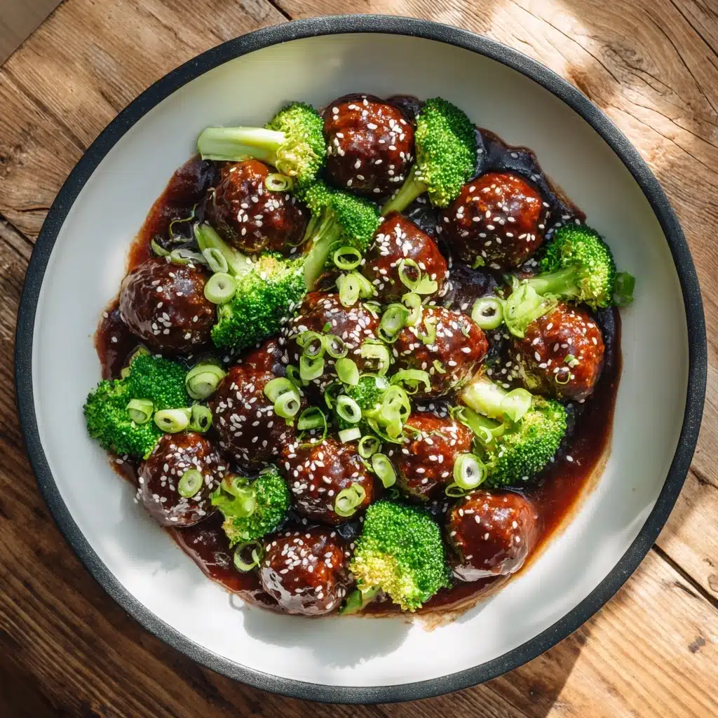 Sticky Mongolian Meatballs and Broccoli Recipe - Recipe Image