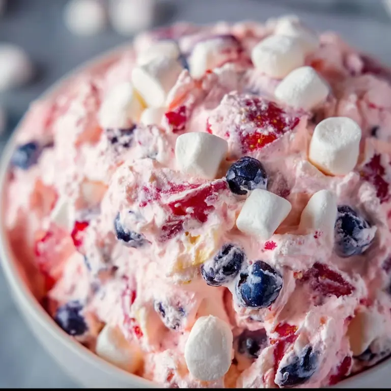 Red, White, and Blue Cheesecake Salad Recipe