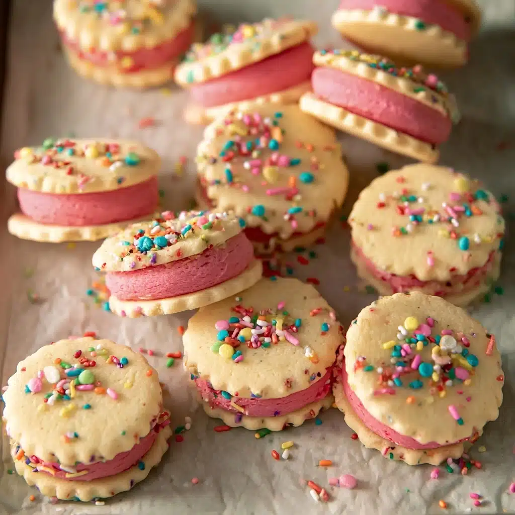 Funfetti Shortbread Sandwich Cookies with Frosting Recipe - Recipe Image