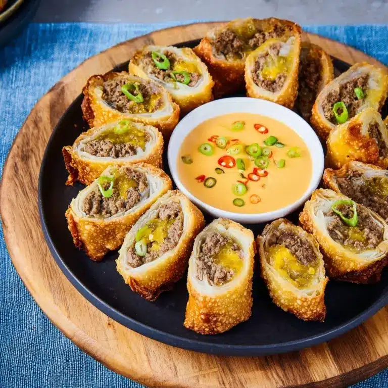 Cheeseburger and Grillo’s Pickles® Eggroll Recipe