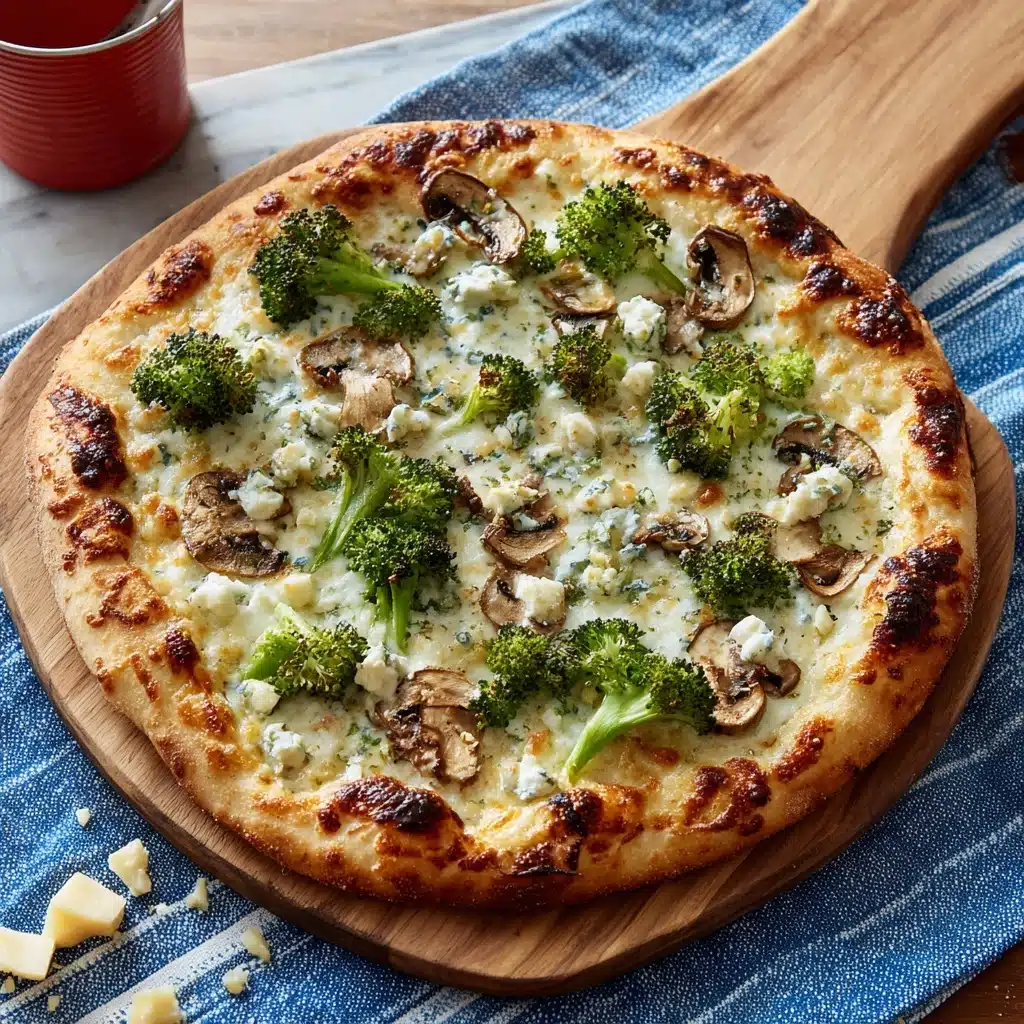 Mushroom, Broccoli & Feta Pizza Recipe - Recipe Image