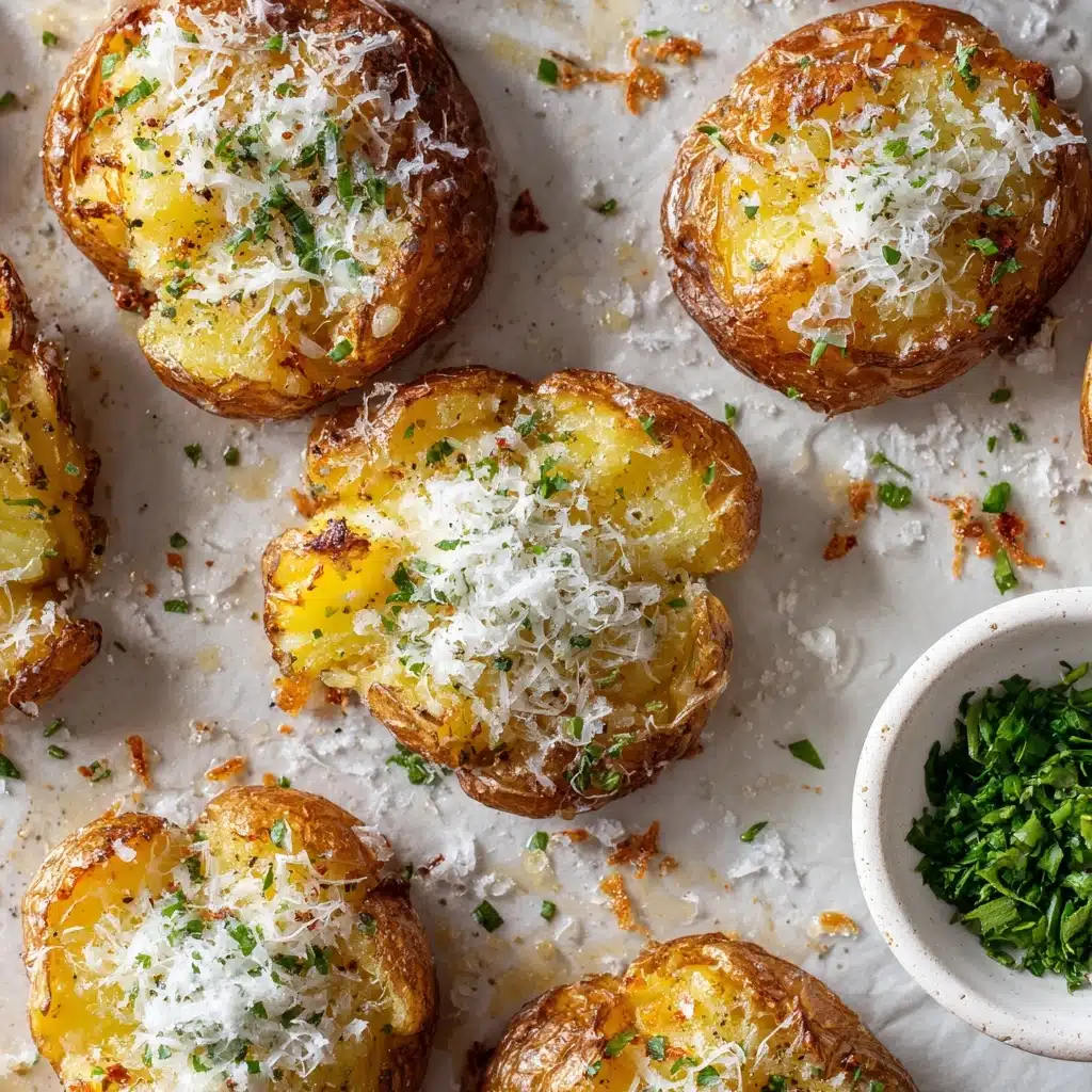 Smashed Potatoes (Garlic Parmesan) Recipe - Recipe Image