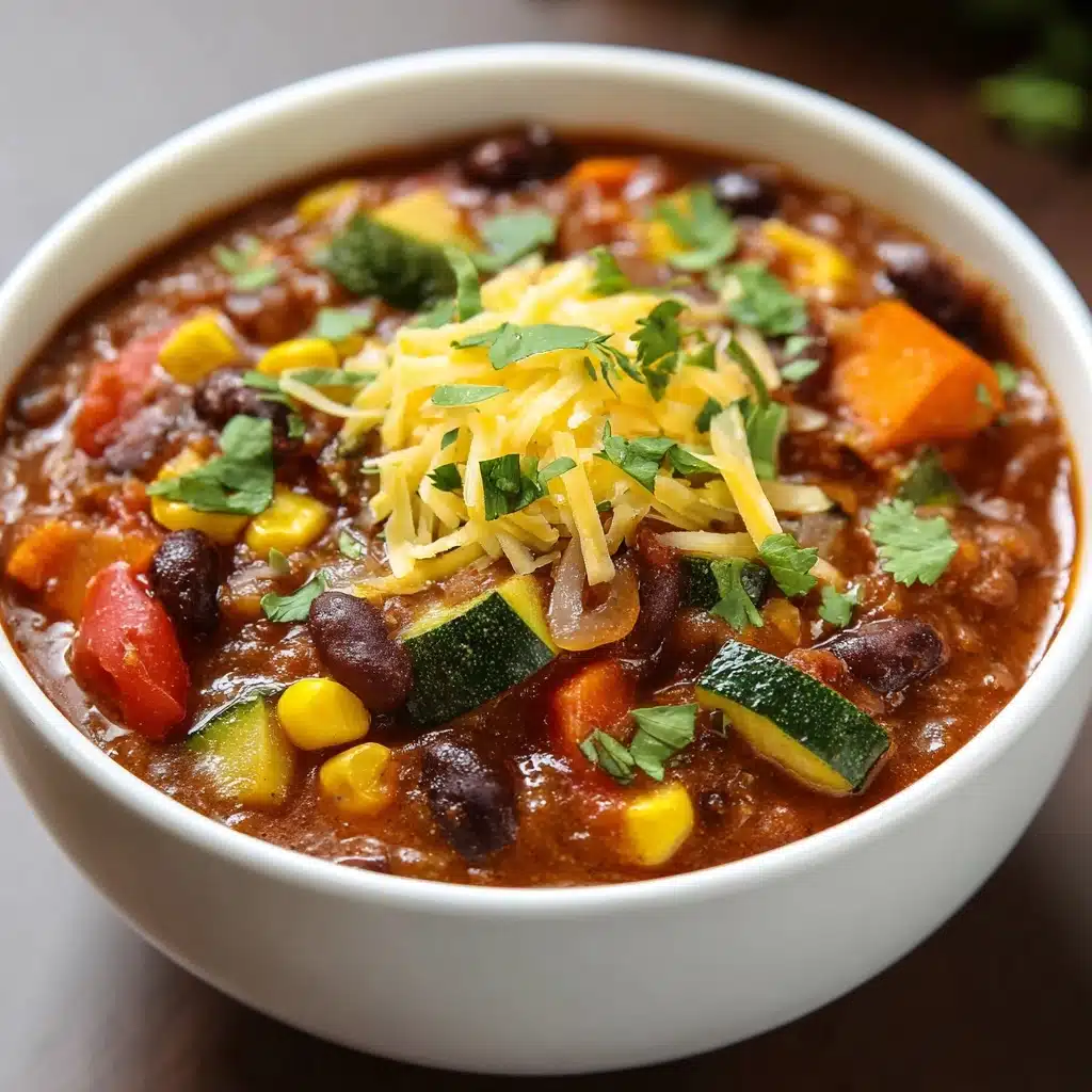 Vegetarian Slow Cooker Chili with Roasted Vegetables Recipe - Recipe Image