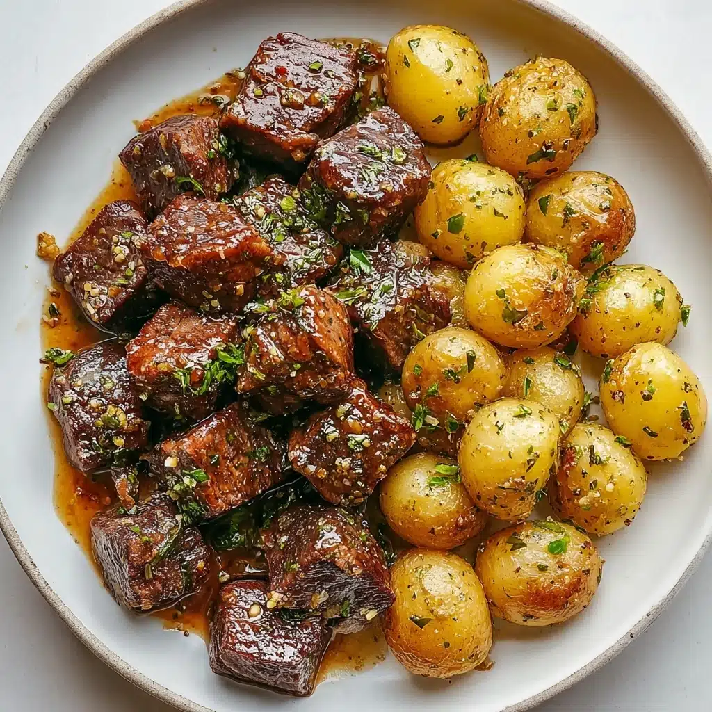 Garlic Butter Steak Bites and Potatoes (Tender & Crispy!) Recipe - Recipe Image