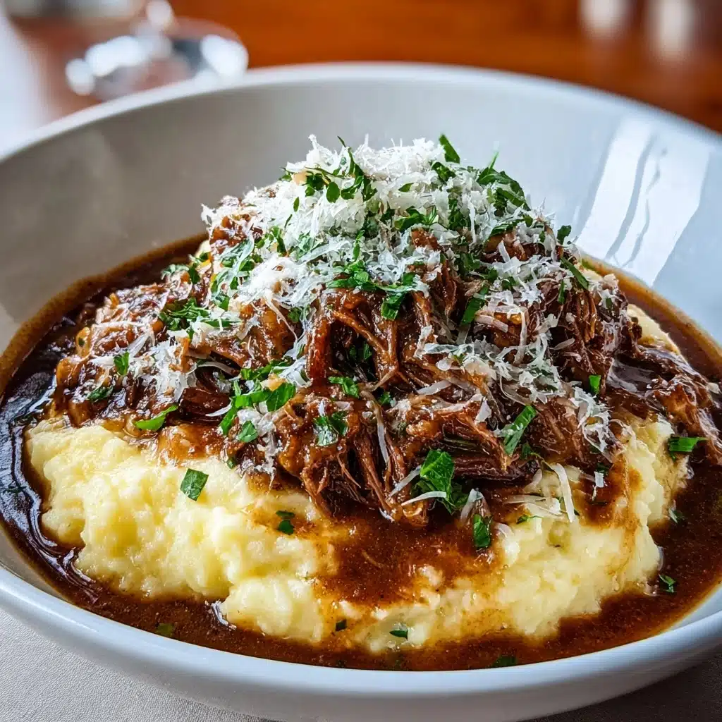 Spoon a generous portion of the Parmesan mashed potatoes onto each plate Recipe - Recipe Image
