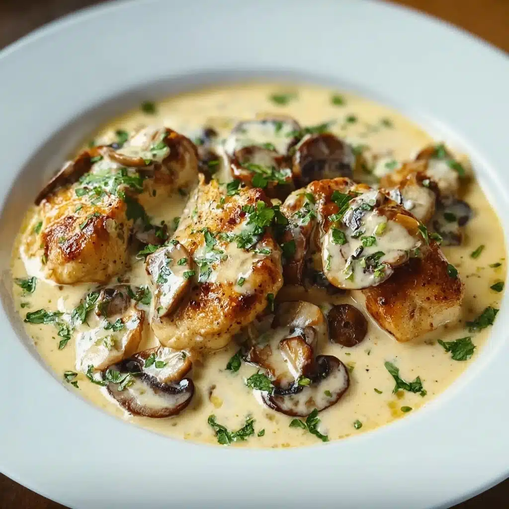 Creamy Garlic Mushroom Chicken Thighs Recipe - Recipe Image