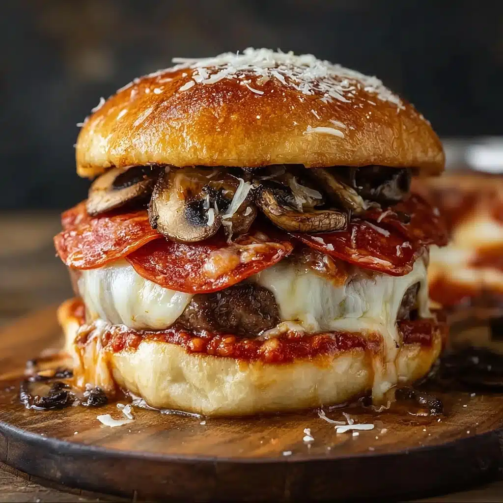 Pepperoni Mushroom Pizza Burger Recipe - Recipe Image