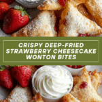 Deep-Fried Strawberry Cheesecake Stuffed Wonton Bites Recipe