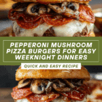 Pepperoni Mushroom Pizza Burger Recipe