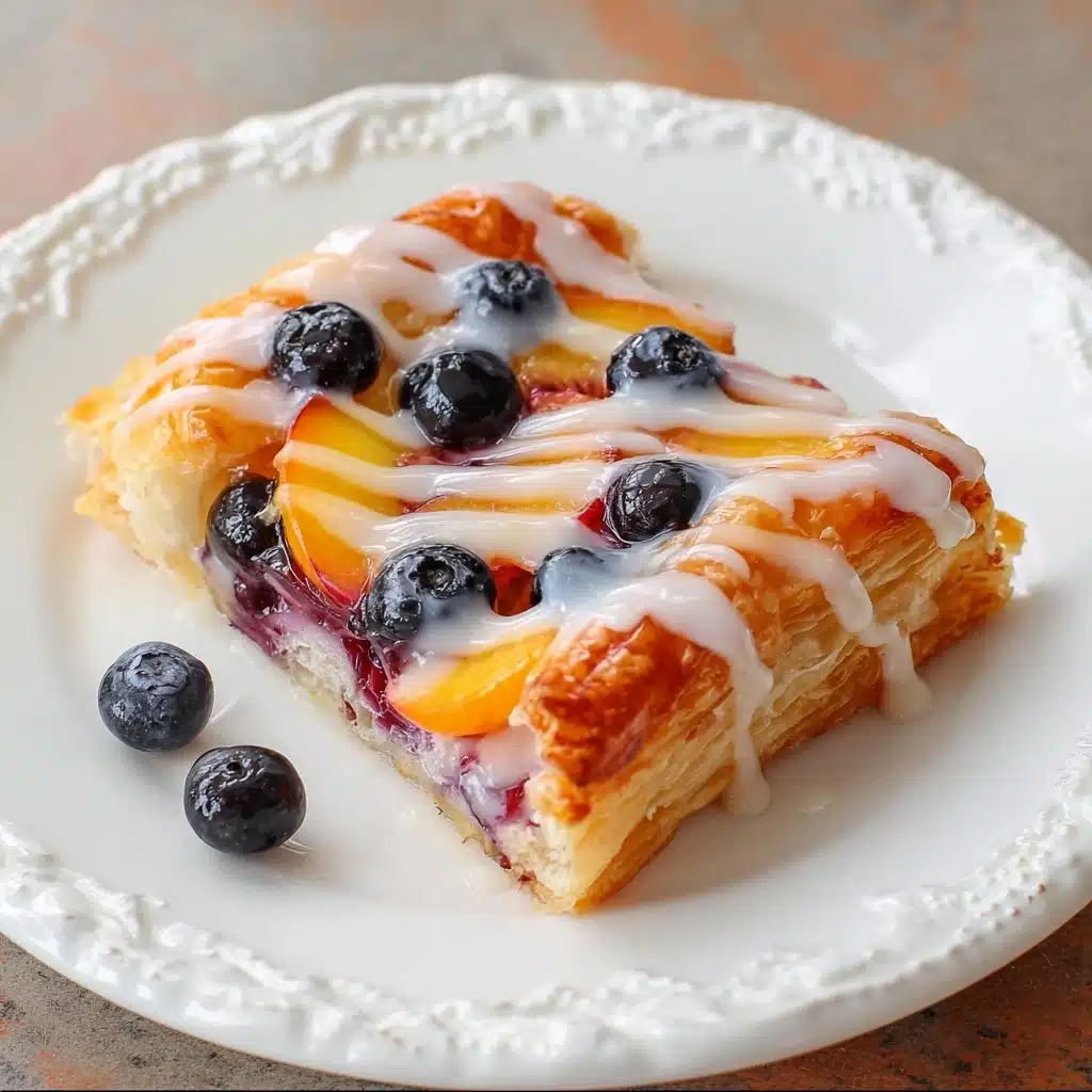 Easy Blueberry Peach Tart with Vanilla Glaze Recipe - Recipe Image