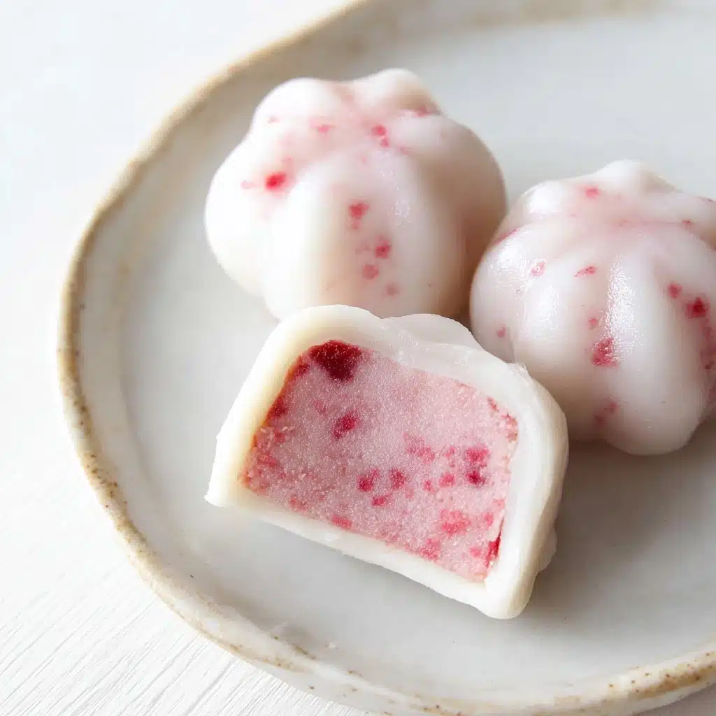 Strawberry Speckled Snow Skin Mooncakes Recipe - Recipe Image