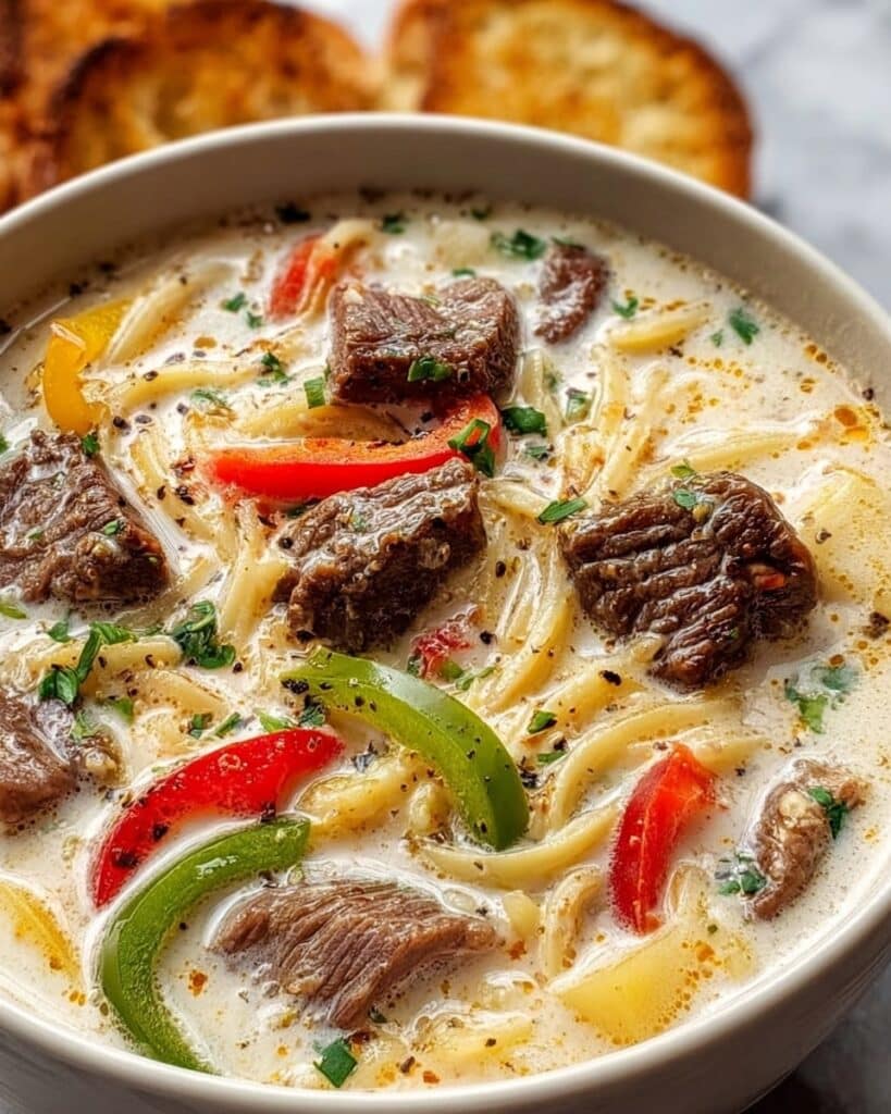 Creamy Philly Cheese Steak Soup Recipe
