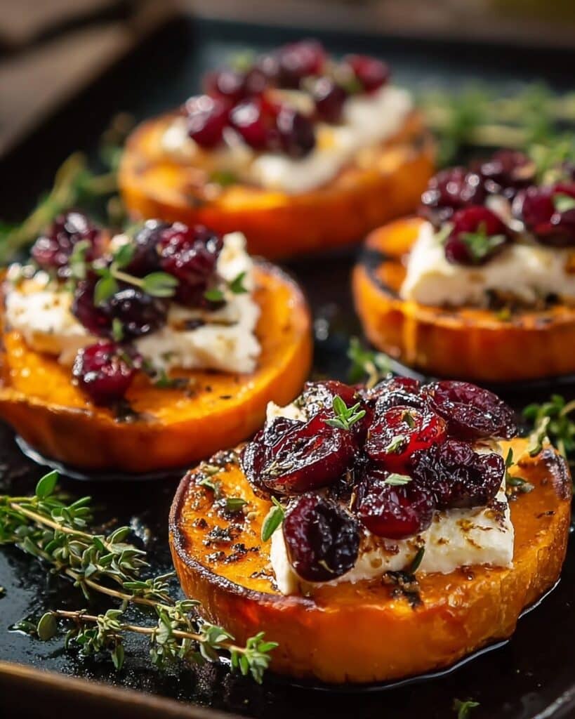 Sweet Potato Rounds with Goat Cheese & Cranberries Recipe