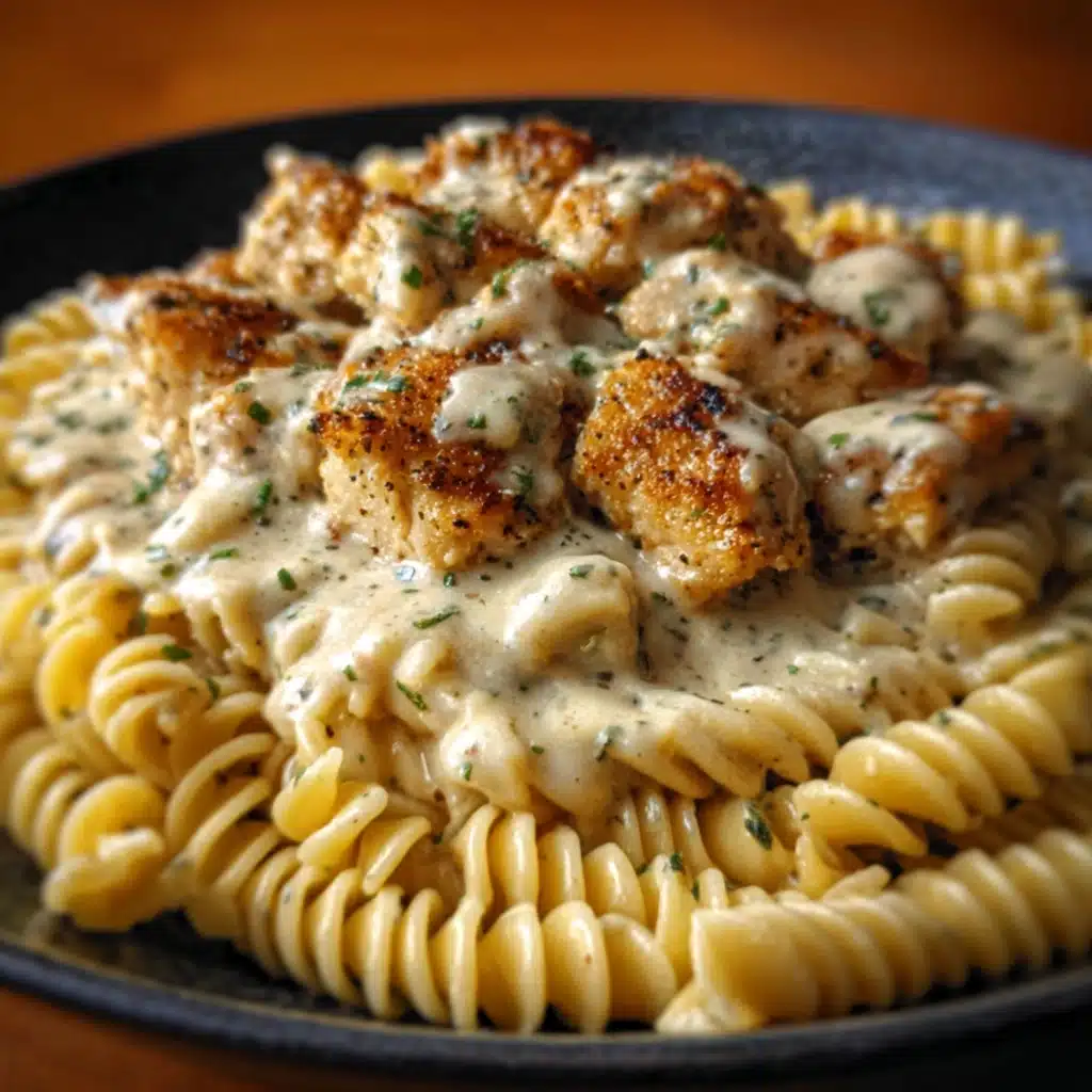 Creamy Garlic Butter Chicken & Rotini in Parmesan Sauce Recipe - Recipe Image