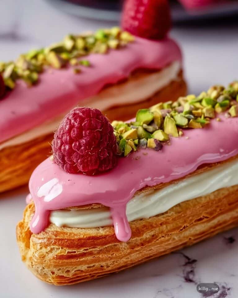 Raspberry Pistachio Éclairs Recipe