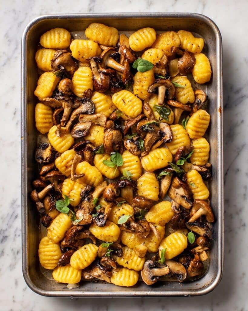 3-Ingredient Sheet Pan Gnocchi with Mushrooms and Shallots Recipe